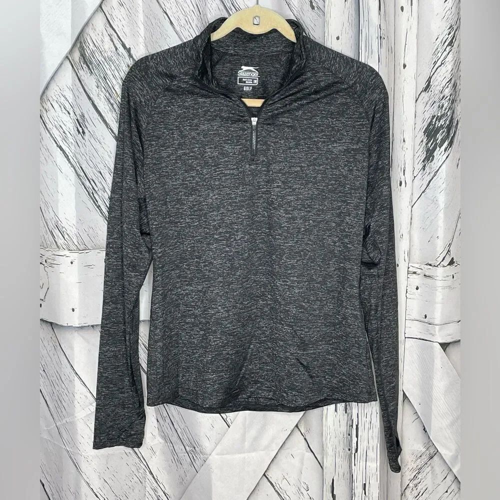 Slazenger Half Zip Golf Top Long Sleeves M Gray